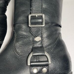 Harley Davidson black leather biker zip booties